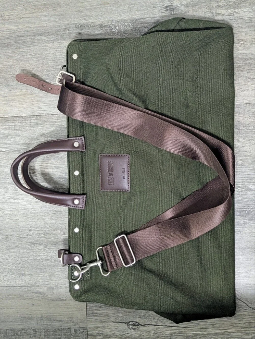 Line of Trade Olive Green Canvas Weekender with Brown Trim